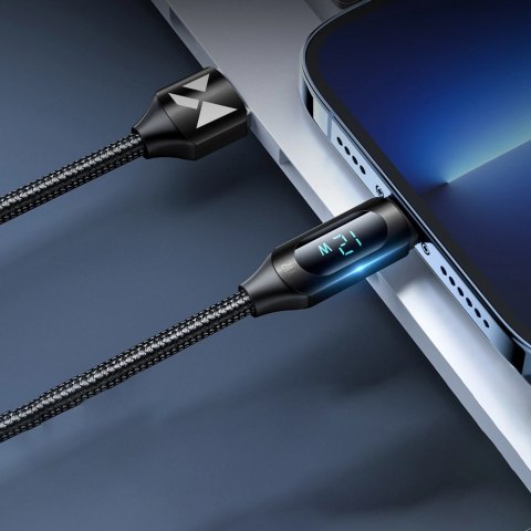 Kabel USB-A - Lightning Wozinsky WUALC1 z wyświetlaczem LED 2.4A 1m - czarny Kabel USB-A - Lightning Wozinsky WUALC1 z wyświetlaczem LED 2.4A 1m - czarny