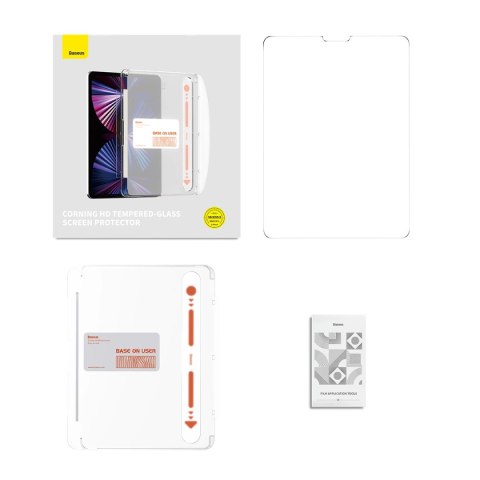 Szkło hartowane Baseus Crystal do iPad 10.2'' (2019/2020/2021) / iPad Air 3 10.5'' + zestaw montażowy - przezroczyste Szkło hartowane Baseus Crystal do iPad 10.2'' (2019/2020/2021) / iPad Air 3 10.5'' + zestaw montażowy - przezroczyste