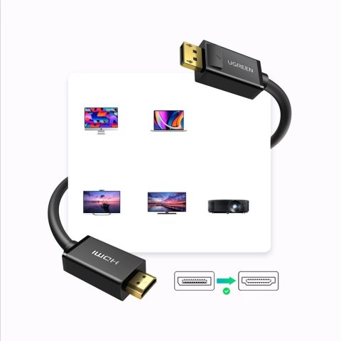 Kabel DisplayPort - HDMI Ugreen DP101 4K 3m - czarny Kabel DisplayPort - HDMI Ugreen DP101 4K 3m - czarny