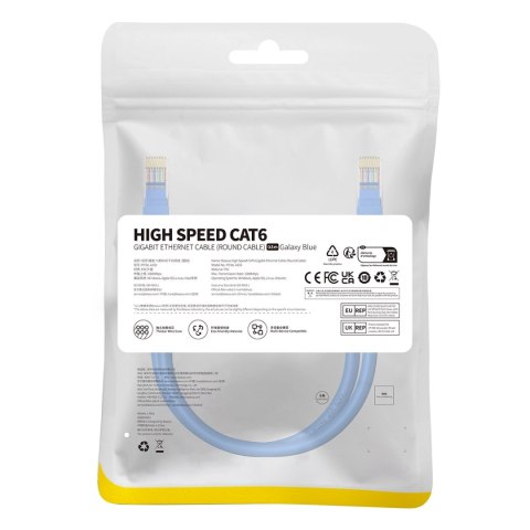 Kabel Ethernet Baseus High Speed Cat 6 RJ-45 1000Mb/s 0.5m okrągły - niebieski Kabel Ethernet Baseus High Speed Cat 6 RJ-45 1000Mb/s 0.5m okrągły - niebieski