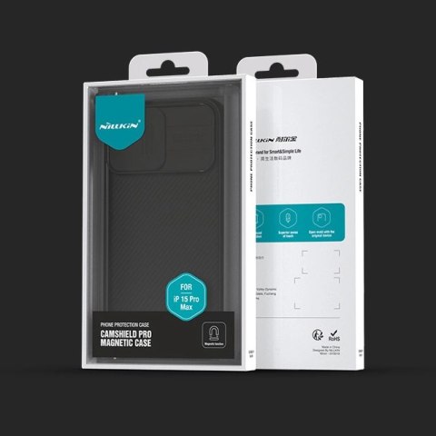 Pancerne etui Nillkin CamShield Pro Magnetic Case do iPhone 15 Pro Max z osłoną na aparat - zielone Pancerne etui Nillkin CamShield Pro Magnetic Case do iPhone 15 Pro Max z osłoną na aparat - zielone