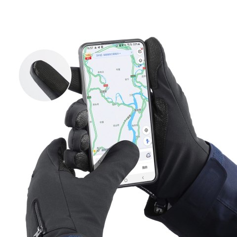 Rękawiczki sportowe do telefonu zimowe antypoślizgowe (rozmiar XL) - czarne Rękawiczki sportowe do telefonu zimowe antypoślizgowe (rozmiar XL) - czarne