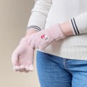 Rękawiczki zimowe do telefonu damskie z bałwankiem i choinką - różowe Rękawiczki zimowe do telefonu damskie z bałwankiem i choinką - różowe