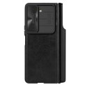 Skórzane etui z klapką i osłoną aparatu do Samsung Galaxy Z Fold 5 Nillkin Qin Leather Pro - czarne Skórzane etui z klapką i osłoną aparatu do Samsung Galaxy Z Fold 5 Nillkin Qin Leather Pro - czarne