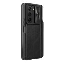 Skórzane etui z klapką i osłoną aparatu do Samsung Galaxy Z Fold 5 Nillkin Qin Leather Pro - czarne Skórzane etui z klapką i osłoną aparatu do Samsung Galaxy Z Fold 5 Nillkin Qin Leather Pro - czarne