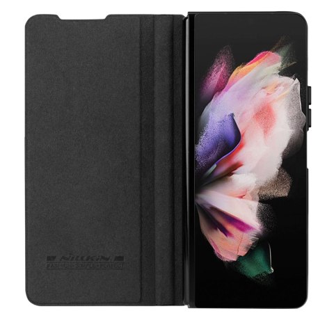 Skórzane etui z klapką i osłoną aparatu do Samsung Galaxy Z Fold 5 Nillkin Qin Leather Pro - czarne Skórzane etui z klapką i osłoną aparatu do Samsung Galaxy Z Fold 5 Nillkin Qin Leather Pro - czarne