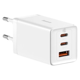 Szybka ładowarka sieciowa GaN 2xUSB C 1xUSB 65W Baseus GaN5 Pro + kabel USB C - USB C 100W - biała