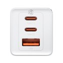 Szybka ładowarka sieciowa GaN 2xUSB C 1xUSB 65W Baseus GaN5 Pro + kabel USB C - USB C 100W - biała