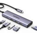 Wielofunkcyjny HUB 5w1 USB-C - HDMI 1.4 / 3 x USB-A / USB-C PD 100W Ugreen CM511 - szary Wielofunkcyjny HUB 5w1 USB-C - HDMI 1.4 / 3 x USB-A / USB-C PD 100W Ugreen CM511 - szary