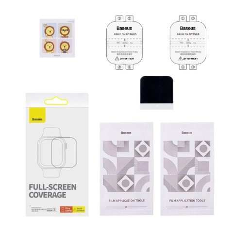 Zestaw 2x folia ochronna Baseus NanoCrystal do Apple Watch 4/5/6/SE/SE 2 44mm + zestaw montażowy - przezroczysta Zestaw 2x folia ochronna Baseus NanoCrystal do Apple Watch 4/5/6/SE/SE 2 44mm + zestaw montażowy - przezroczysta