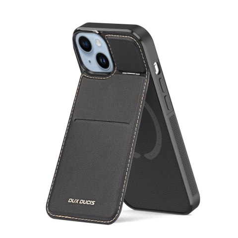 Etui portfel Dux Ducis Rafi Mag z podstawką 3w1 do iPhone 15 Plus z MagSafe i blokadą RFID - czarne Etui portfel Dux Ducis Rafi Mag z podstawką 3w1 do iPhone 15 Plus z MagSafe i blokadą RFID - czarne