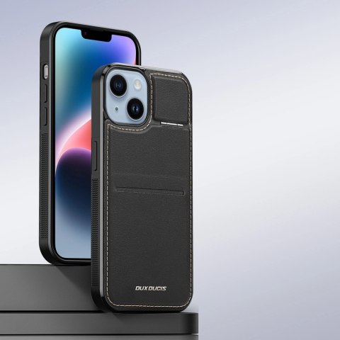 Etui portfel Dux Ducis Rafi Mag z podstawką 3w1 do iPhone 15 Plus z MagSafe i blokadą RFID - czarne Etui portfel Dux Ducis Rafi Mag z podstawką 3w1 do iPhone 15 Plus z MagSafe i blokadą RFID - czarne