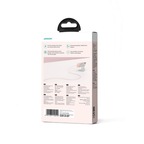 Kabel Joyroom Multi-Color Series S-A34 USB-A / Lightning 3A 1m - różowy Kabel Joyroom Multi-Color Series S-A34 USB-A / Lightning 3A 1m - różowy