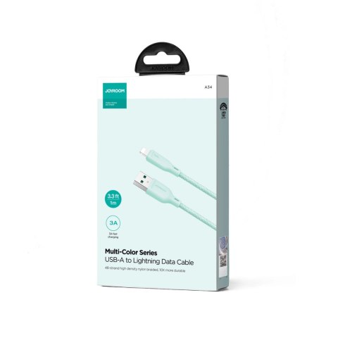 Kabel Joyroom Multi-Color Series S-A34 USB-A / Lightning 3A 1m - zielony Kabel Joyroom Multi-Color Series S-A34 USB-A / Lightning 3A 1m - zielony