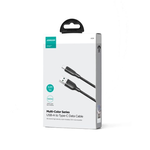 Kabel Joyroom Multi-Color Series S-A34 USB-A / USB-C 100W 1m - czarny Kabel Joyroom Multi-Color Series S-A34 USB-A / USB-C 100W 1m - czarny