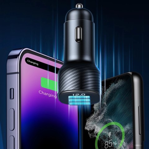 Ładowarka samochodowa Joyroom JR-CCD03 3.4A z wyświetlaczem 3x USB-A - czarna Ładowarka samochodowa Joyroom JR-CCD03 3.4A z wyświetlaczem 3x USB-A - czarna