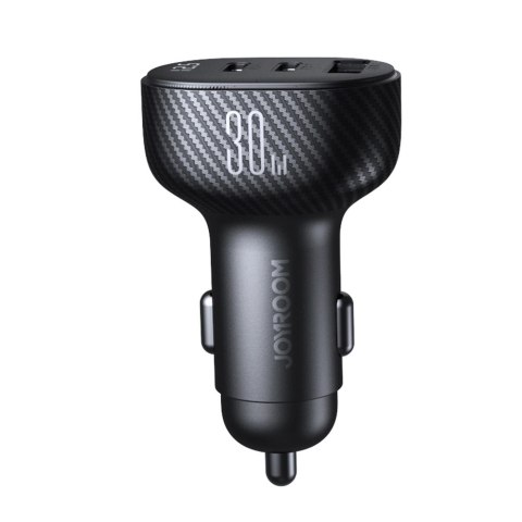 Ładowarka samochodowa Joyroom JR-CCD04 30W 2x USB-C USB-A z wyświetlaczem - czarna Ładowarka samochodowa Joyroom JR-CCD04 30W 2x USB-C USB-A z wyświetlaczem - czarna