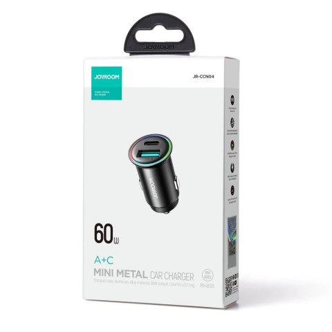 Mini ładowarka Joyroom JR-CCN04 60W USB-A USB-C - czarna Mini ładowarka Joyroom JR-CCN04 60W USB-A USB-C - czarna