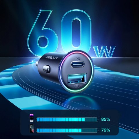 Mini ładowarka Joyroom JR-CCN04 60W USB-A USB-C - czarna Mini ładowarka Joyroom JR-CCN04 60W USB-A USB-C - czarna