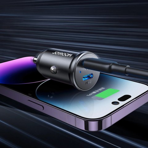 Mini ładowarka samochodowa Joyroom JR-CCN06 30W 2x USB-C metalowa - czarna Mini ładowarka samochodowa Joyroom JR-CCN06 30W 2x USB-C metalowa - czarna