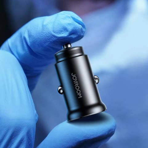 Mini ładowarka samochodowa Joyroom JR-CCN06 30W 2x USB-C metalowa - czarna Mini ładowarka samochodowa Joyroom JR-CCN06 30W 2x USB-C metalowa - czarna