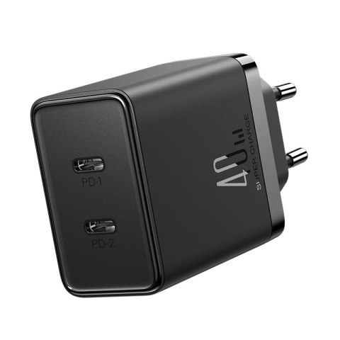 Szybka ładowarka Joyroom JR-TCF09 2x USB-C 40W - czarna Szybka ładowarka Joyroom JR-TCF09 2x USB-C 40W - czarna