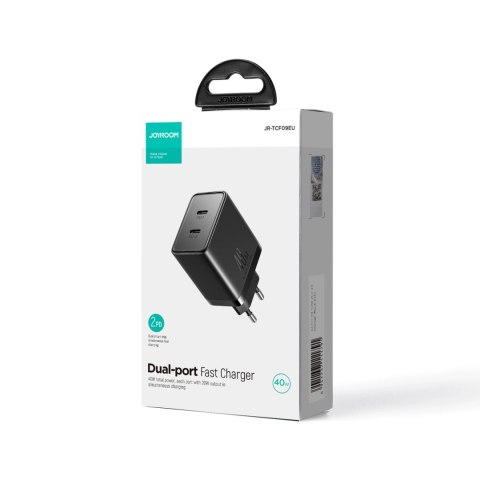 Szybka ładowarka Joyroom JR-TCF09 2x USB-C 40W - czarna Szybka ładowarka Joyroom JR-TCF09 2x USB-C 40W - czarna
