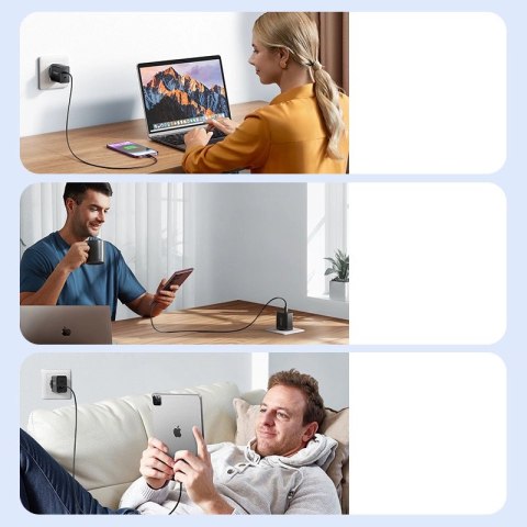 Szybka ładowarka Joyroom JR-TCF09 2x USB-C 40W - czarna Szybka ładowarka Joyroom JR-TCF09 2x USB-C 40W - czarna