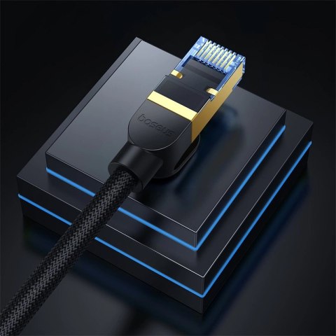 Baseus szybki kabel internetowy RJ45 cat.7 10Gbps 1m pleciony czarny Baseus szybki kabel internetowy RJ45 cat.7 10Gbps 1m pleciony czarny