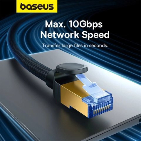 Baseus szybki kabel internetowy RJ45 cat.7 10Gbps 1m pleciony czarny Baseus szybki kabel internetowy RJ45 cat.7 10Gbps 1m pleciony czarny