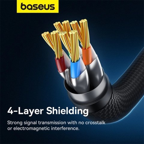 Baseus szybki kabel internetowy RJ45 cat.7 10Gbps 1m pleciony czarny Baseus szybki kabel internetowy RJ45 cat.7 10Gbps 1m pleciony czarny