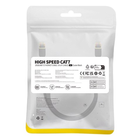 Baseus szybki kabel sieciowy RJ45 cat. 7 10Gbps 2m płaski czarny Baseus szybki kabel sieciowy RJ45 cat. 7 10Gbps 2m płaski czarny
