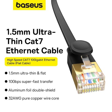 Baseus szybki kabel sieciowy RJ45 cat. 7 10Gbps 2m płaski czarny Baseus szybki kabel sieciowy RJ45 cat. 7 10Gbps 2m płaski czarny
