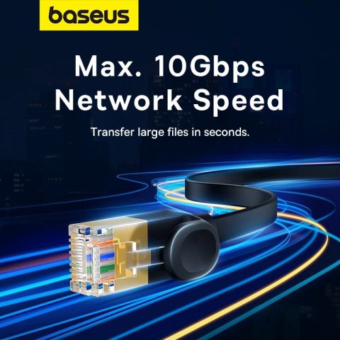 Baseus szybki kabel sieciowy RJ45 cat. 7 10Gbps 2m płaski czarny Baseus szybki kabel sieciowy RJ45 cat. 7 10Gbps 2m płaski czarny