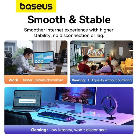 Baseus szybki kabel sieciowy RJ45 cat. 7 10Gbps 2m płaski czarny Baseus szybki kabel sieciowy RJ45 cat. 7 10Gbps 2m płaski czarny