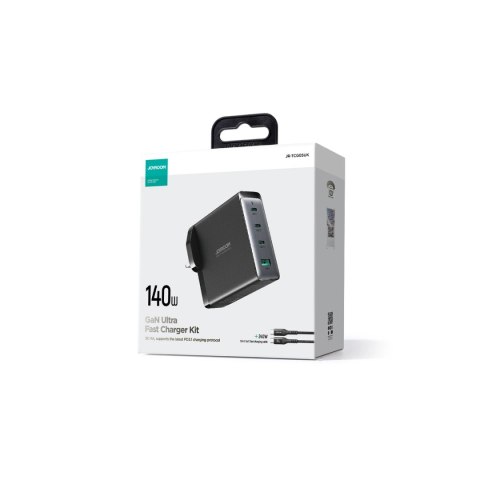 Ładowarka GaN UK Joyroom JR-TCG05UK 140W 3x USB-C USB-A + kabel USB-C / USB-C 240W 1.2m Ładowarka GaN UK Joyroom JR-TCG05UK 140W 3x USB-C USB-A + kabel USB-C / USB-C 240W 1.2m