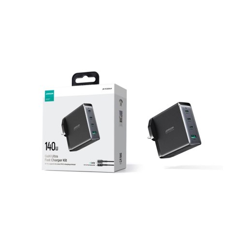 Ładowarka GaN UK Joyroom JR-TCG05UK 140W 3x USB-C USB-A + kabel USB-C / USB-C 240W 1.2m Ładowarka GaN UK Joyroom JR-TCG05UK 140W 3x USB-C USB-A + kabel USB-C / USB-C 240W 1.2m