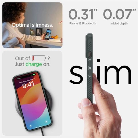 Etui Spigen Liquid Air na iPhone 15 Plus - ciemnozielone Etui Spigen Liquid Air na iPhone 15 Plus - ciemnozielone