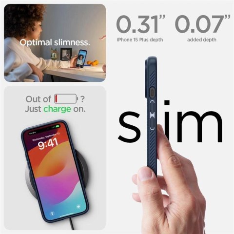 Etui Spigen Liquid Air na iPhone 15 Plus - niebieskie Etui Spigen Liquid Air na iPhone 15 Plus - niebieskie