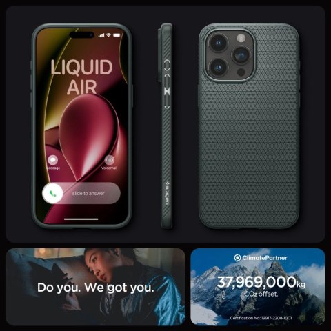 Etui Spigen Liquid Air na iPhone 15 Pro Max - ciemnozielone Etui Spigen Liquid Air na iPhone 15 Pro Max - ciemnozielone