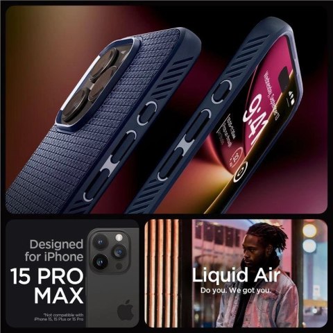 Etui Spigen Liquid Air na iPhone 15 Pro Max - niebieskie Etui Spigen Liquid Air na iPhone 15 Pro Max - niebieskie