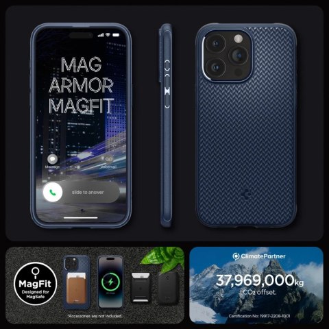 Etui Spigen Mag Armor z MagSafe na iPhone 15 Pro Max - niebieskie Etui Spigen Mag Armor z MagSafe na iPhone 15 Pro Max - niebieskie