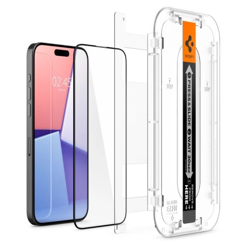 Szkło hartowane Spigen Glas.tR EZ Fit FC na iPhone 15 Pro - czarne 2 szt. Szkło hartowane Spigen Glas.tR EZ Fit FC na iPhone 15 Pro - czarne 2 szt.