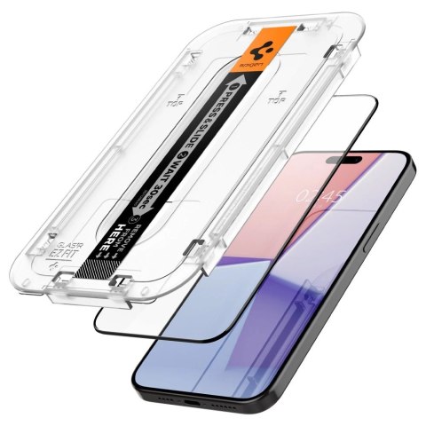 Szkło hartowane Spigen Glas.tR EZ Fit FC na iPhone 15 Pro - czarne 2 szt. Szkło hartowane Spigen Glas.tR EZ Fit FC na iPhone 15 Pro - czarne 2 szt.