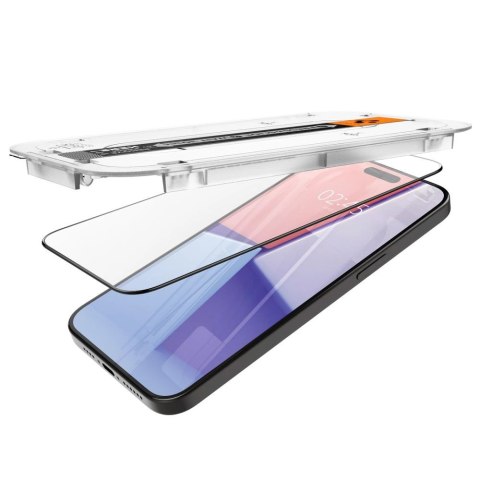 Szkło hartowane Spigen Glas.tR EZ Fit FC na iPhone 15 Pro - czarne 2 szt. Szkło hartowane Spigen Glas.tR EZ Fit FC na iPhone 15 Pro - czarne 2 szt.