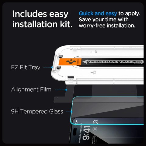 Szkło hartowane Spigen Glas.tR EZ Fit na iPhone 15 Pro Max - 2 szt. Szkło hartowane Spigen Glas.tR EZ Fit na iPhone 15 Pro Max - 2 szt.