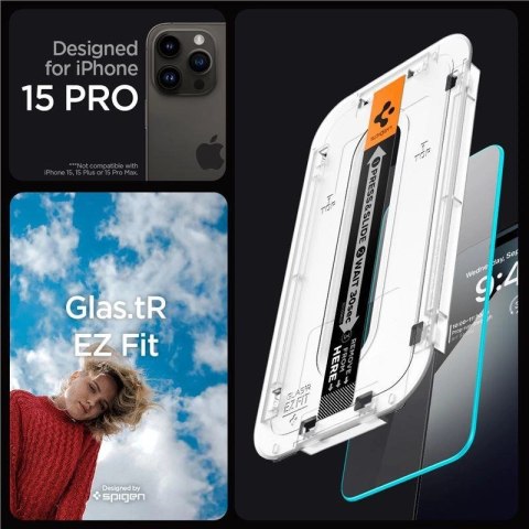 Szkło hartowane Spigen Glas.tR EZ Fit na iPhone 15 Pro Szkło hartowane Spigen Glas.tR EZ Fit na iPhone 15 Pro