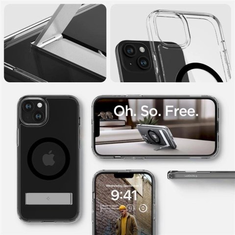 Etui Spigen Ultra Hybrid S MagSafe z podstawką do iPhone 15 Plus - czarne Etui Spigen Ultra Hybrid S MagSafe z podstawką do iPhone 15 Plus - czarne