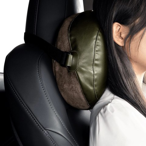 Poduszka Baseus ComfortRide Series na zagłówek samochodowy z 2 materiałami - ciemnozielona Poduszka Baseus ComfortRide Series na zagłówek samochodowy z 2 materiałami - ciemnozielona