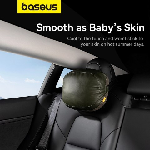 Poduszka Baseus ComfortRide Series na zagłówek samochodowy z 2 materiałami - ciemnozielona Poduszka Baseus ComfortRide Series na zagłówek samochodowy z 2 materiałami - ciemnozielona